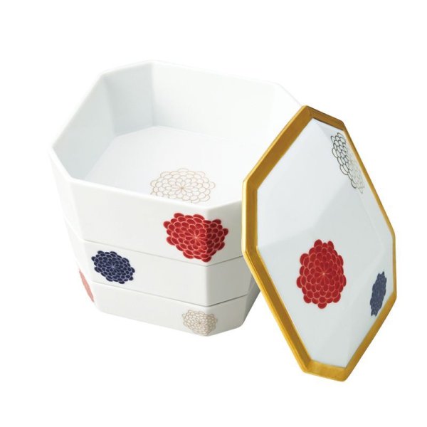 画像2: 【IROE -色絵-】三段重 菊 (2)