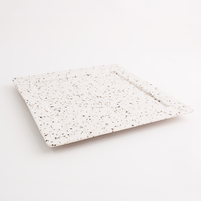 白御影】石目角皿（小）【SHIROMIKAGE】Stone Square Plate